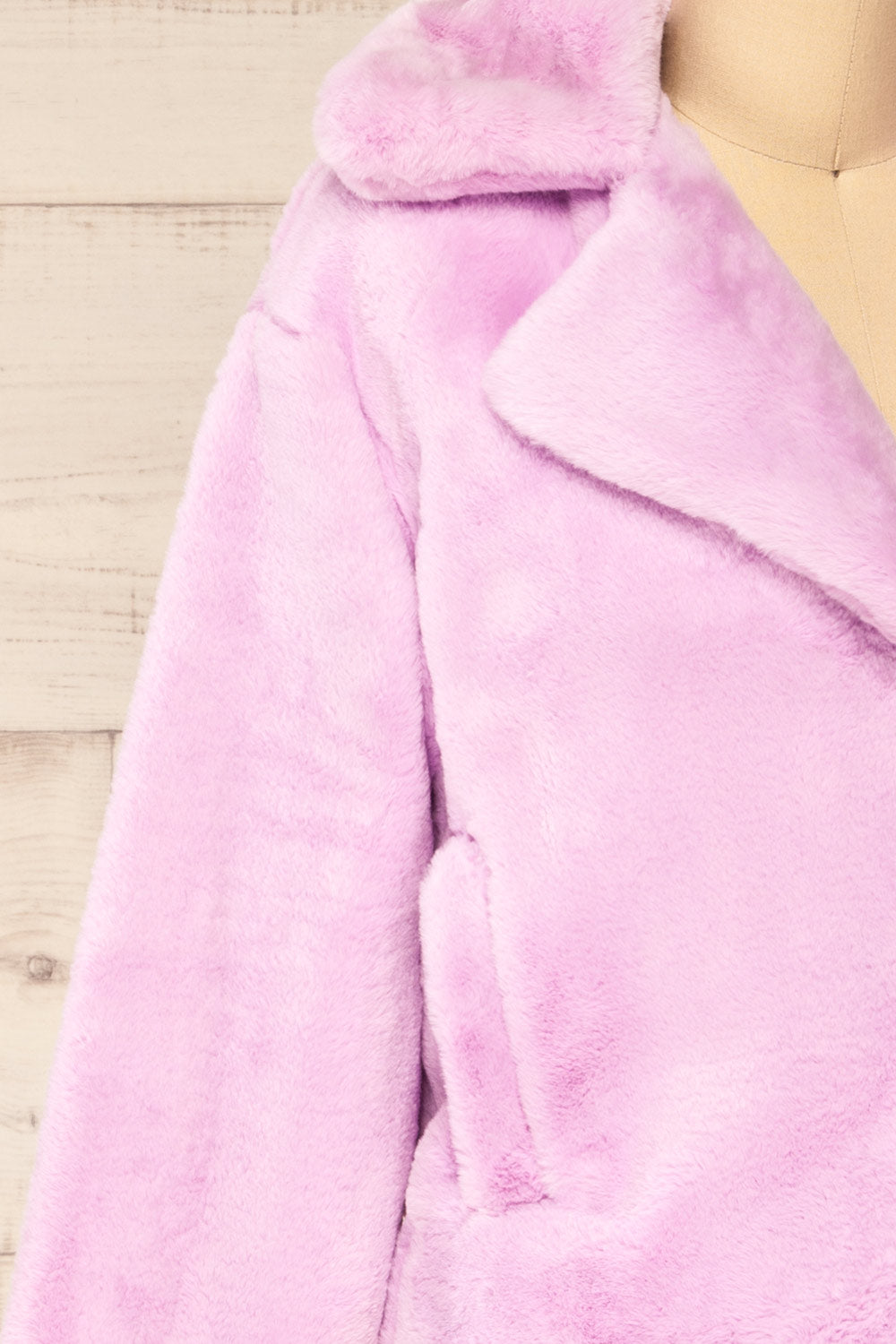 Torrent Lilac Soft Fuzzy Coat | La petite garçonne side close-up