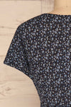 Torva Blue Floral Short Sleeved Crop Top | La petite garçonne back close-up