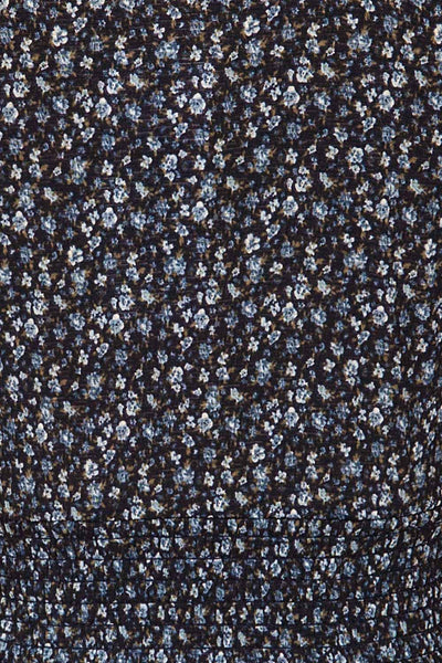 Torva Blue Floral Short Sleeved Crop Top | La petite garçonne fabric