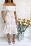 Towika White Lace Off-Shoulder Flared Midi Bridal Dress | Boudoir 1861