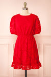 Tracy Short Red Dress w/ Heart Shaped Open Back | Boutique 1861  front view