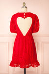 Tracy Short Red Dress w/ Heart Shaped Open Back | Boutique 1861 back view