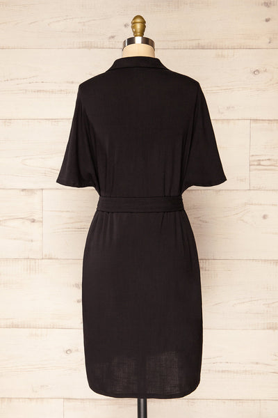 Trapani Black Short Button-Up Shirt-Dress | La petite garçonne back view