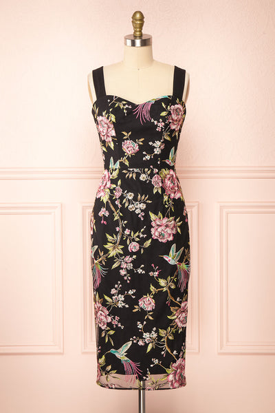Treasure Fitted Floral Midi Dress | Boutique 1861 front view