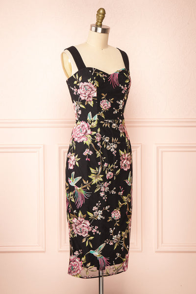 Treasure Fitted Floral Midi Dress | Boutique 1861 side view