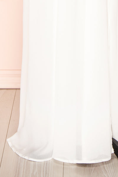 Treyloni White Long Sleeve Chiffon Maxi Bridal Dress | Boudoir 1861  bottom
