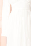 Treyloni White Long Sleeve Chiffon Maxi Bridal Dress | Boudoir 1861  sleeve