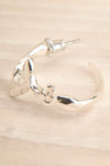 Triangulum Silver Statement Hoops w/ Organic Carvings close-up