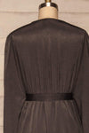 Trieste Dark Grey Satin Dress | Robe back close up | La Petite Garçonne