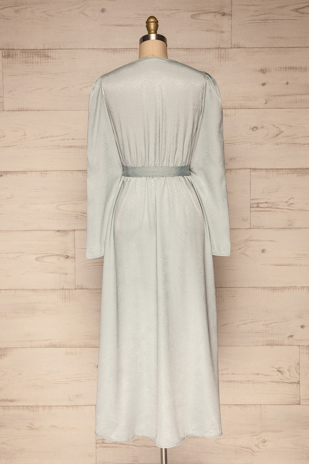 Trieste Pale Blue Satin Dress | Robe back view | La Petite Garçonne