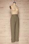 Trikala Sage Green High-Waisted Linen Pants | La petite garçonne side view