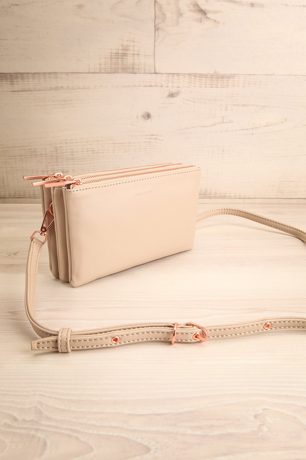 Tripletta Taupe Vegan Clutch Bag | La petite garçonne side view