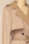 Truman Beige Double Breasted Trench Coat | La petite garçonne side close-up