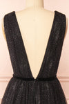 Tsuyu | Plunging Neckline Sparkling Midi Dress | Boutique 1861  back close-up