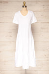 Turku White T-Shirt Dress with Frills | La petite garçonne front view