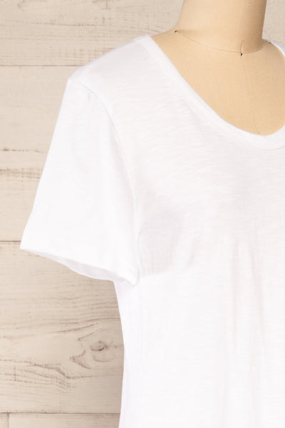 Turku White T-Shirt Dress with Frills | La petite garçonne side close-up