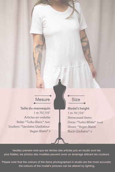 Turku White T-Shirt Dress with Frills | La petite garçonne model infos