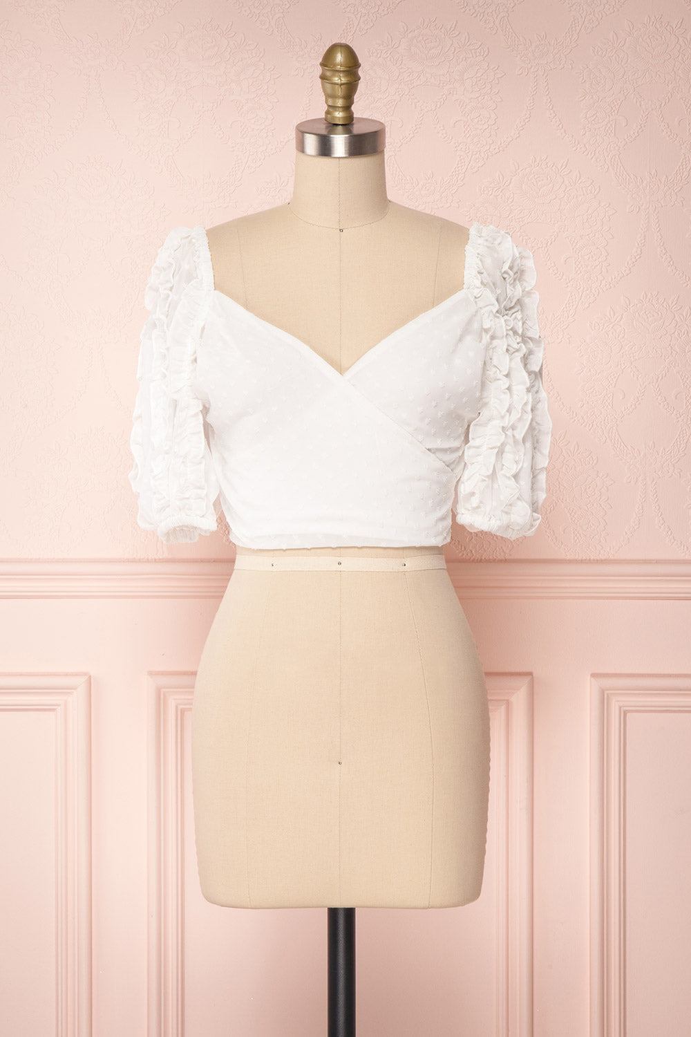 Turouro White Chiffon Wrap Crop Top | Boutique 1861