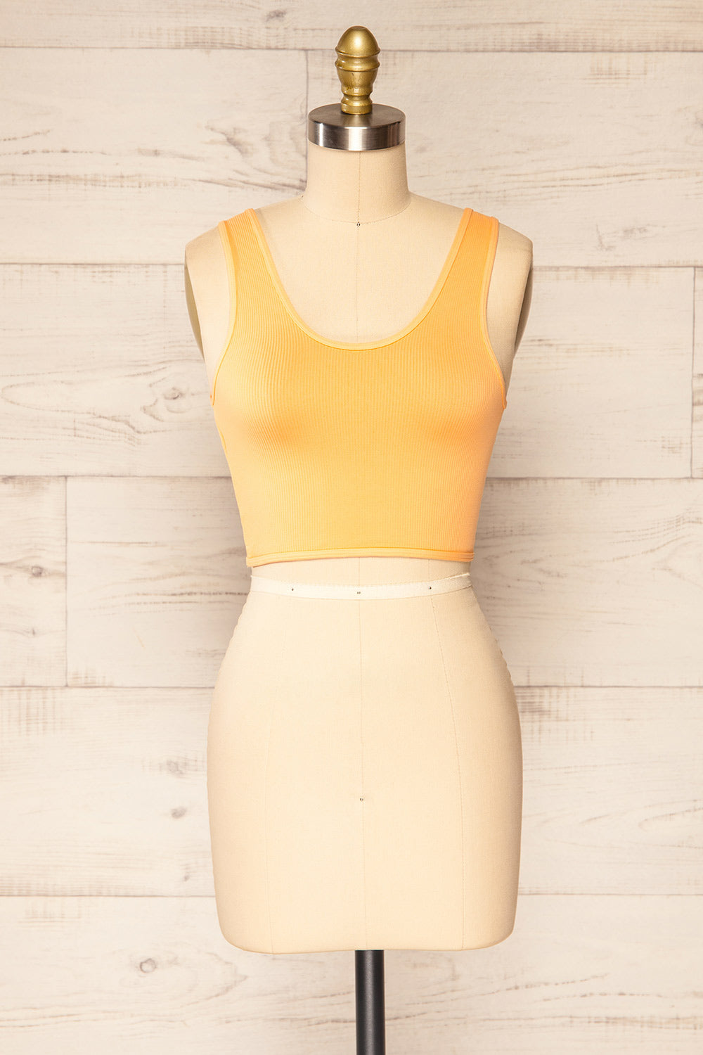 Twisty Orange Cropped Twisted Tank Top | La petite garçonne front view 