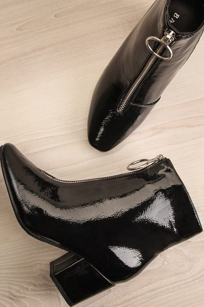 Tyr Black Patent Block Heel Boots | La Petite Garçonne