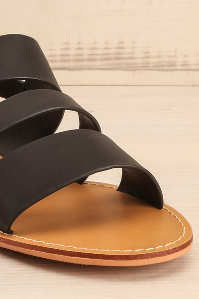 Ubique Noire Black Faux-Leather Slip-On Sandals | La Petite Garçonne 4