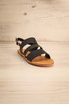 Ubique Noire Black Faux-Leather Slip-On Sandals | La Petite Garçonne 3