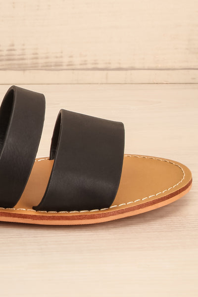 Ubique Noire Black Faux-Leather Slip-On Sandals | La Petite Garçonne 7