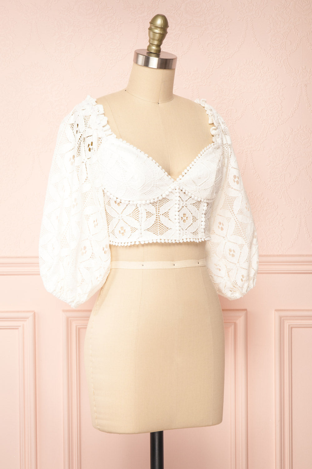 Ugoline Lace Sweetheart Neckline Cropped Top | Boutique 1861 - side view