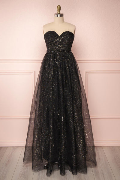 Ukiha Night Black A-Line Maxi Dress w Glitter | Boutique 1861