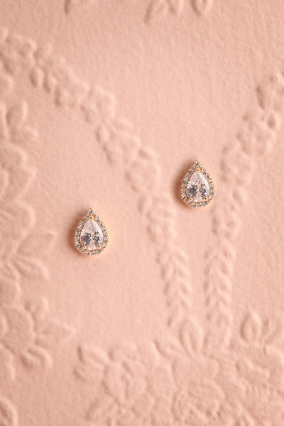 Ulrika Gold Crystal Stud Earrings | Boutique 1861 close-up