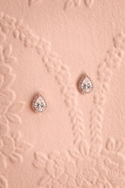 Ulrika Rosegold Crystal Stud Earrings | Boutique 1861
