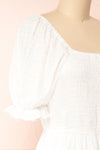 Undume Square Collar Midi Dress w/ Puff Sleeves | Boutique 1861 side close-up