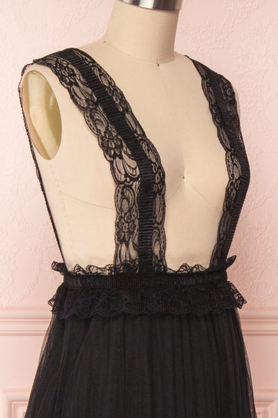 Urari Coal Black Tulle & Lace Midi Skirt | Boutique 1861 4