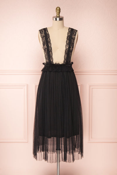 Urari Coal Black Tulle & Lace Midi Skirt | Boutique 1861 1