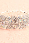 Urbanitas Crystal Studded Silver Bangle Bracelet | Boutique 1861 flat close-up
