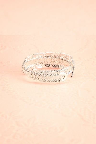 Urbanitas Crystal Studded Silver Bangle Bracelet | Boutique 1861 back view