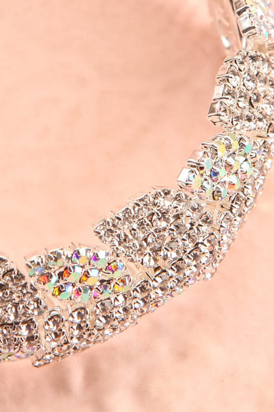 Urbanitas Crystal Studded Silver Bangle Bracelet | Boutique 1861 close-up