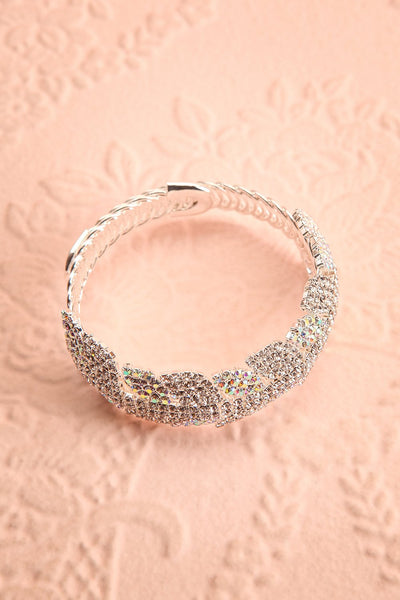 Urbanitas Crystal Studded Silver Bangle Bracelet | Boutique 1861