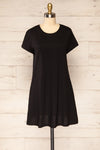 Urlau Black Organic Cotton T-Shirt Dress | La petite garçonne front view