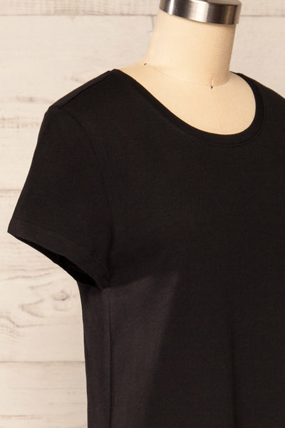 Urlau Black Organic Cotton T-Shirt Dress | La petite garçonne side close up