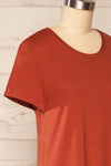 Urlau Rust Organic Cotton T-Shirt Dress | La petite garçonne side close up