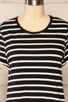 Urlau Stripes Black Organic Cotton T-Shirt Dress | La petite garçonne front close up