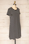 Urlau Stripes Black Organic Cotton T-Shirt Dress | La petite garçonne side view