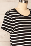 Urlau Stripes Black Organic Cotton T-Shirt Dress | La petite garçonne side close up