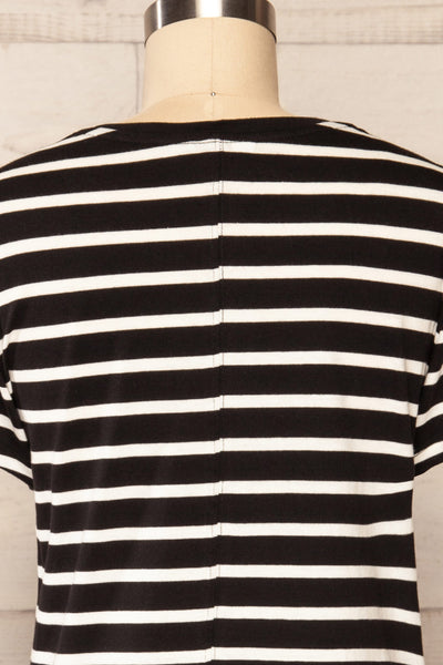 Urlau Stripes Black Organic Cotton T-Shirt Dress | La petite garçonne back close up