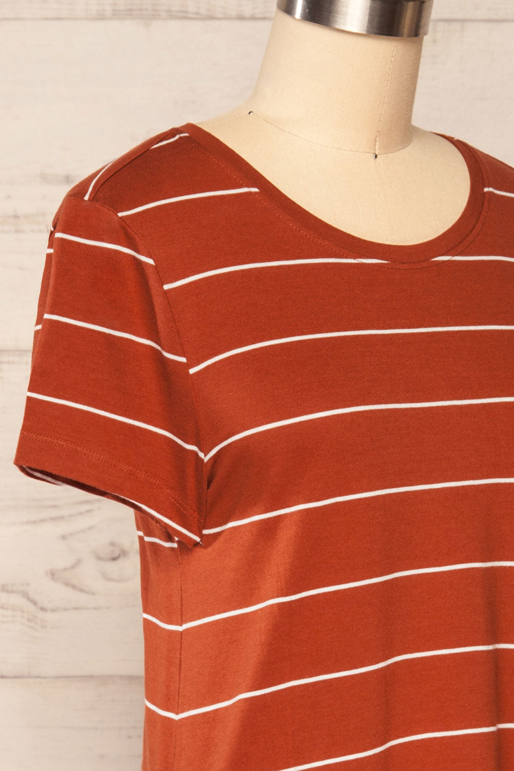 Urlau Stripes Rust Organic Cotton T-Shirt Dress | La petite garçonne side view