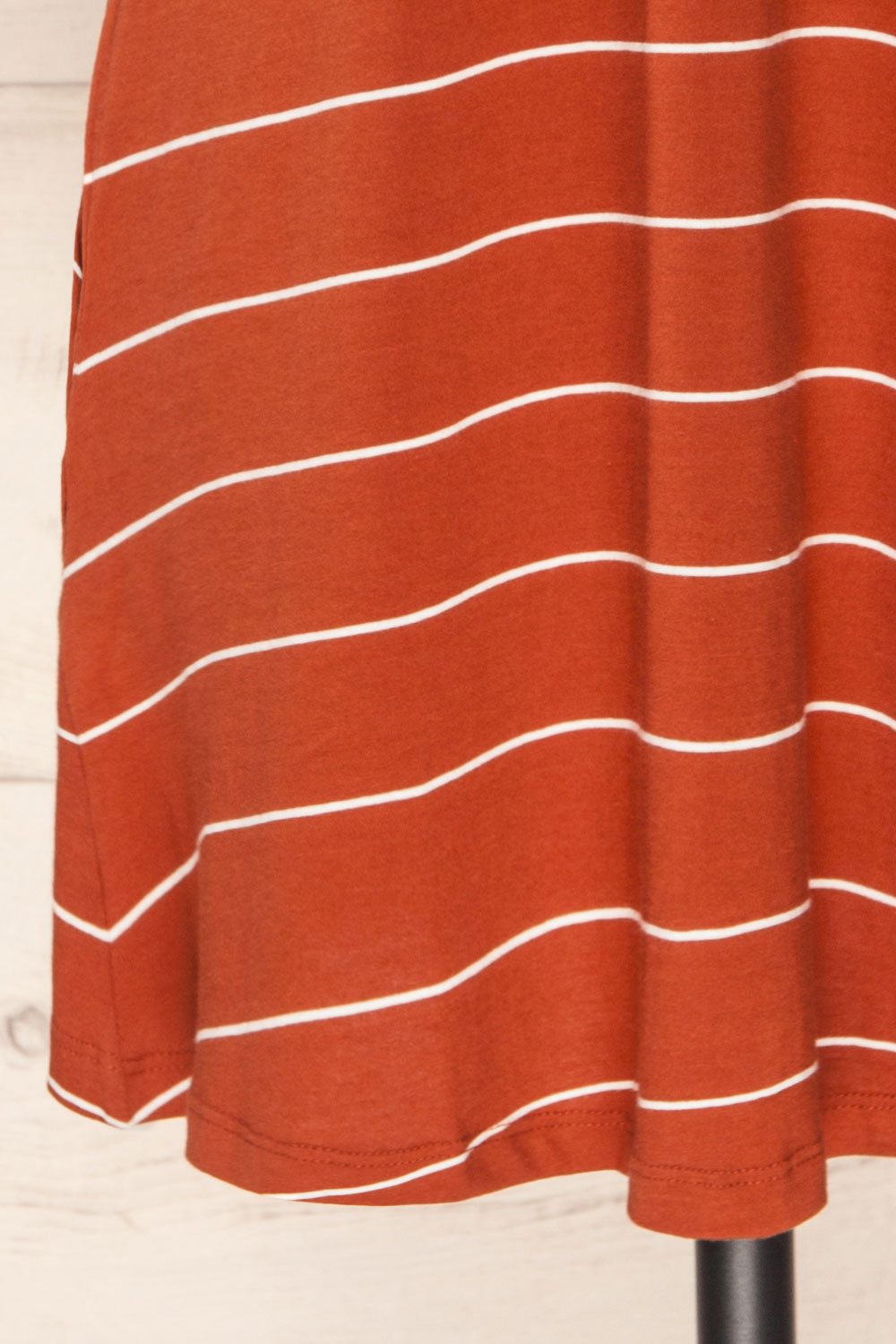 Urlau Stripes Rust Organic Cotton T-Shirt Dress | La petite garçonne bottom