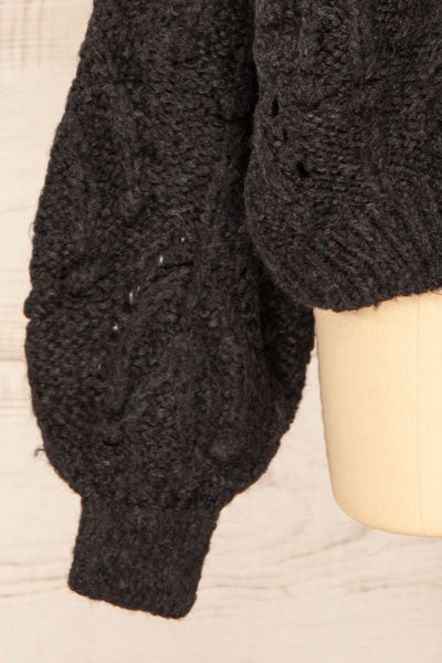 Urtolft Charcoal Chunky Knit Open-Front Cardigan | La petite garçonne bottom