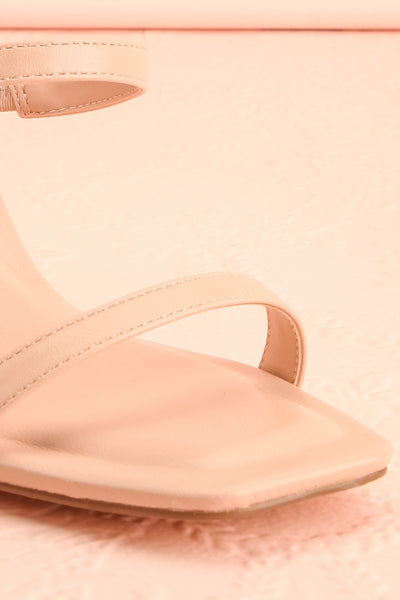 Ushuaia Beige Square Toe Heeled Sandals | Boutique 1861 front close-up