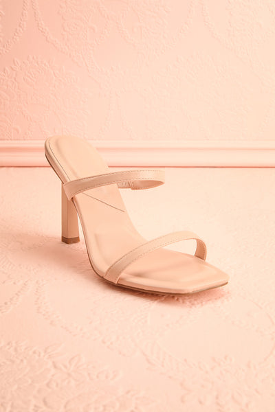Ushuaia Beige Square Toe Heeled Sandals | Boutique 1861 front view